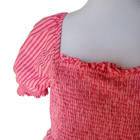 Draper James Pink Stripe Cam Smocked Dress Cotton Women’s Plus Size 1X - Picture 3 of 14